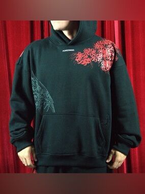 Powerwing Ghoul Spread Your Wings Hoodie Black Graphic Gothic Streetwear Mens XL